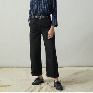 NWT TOAST Annie Black Denim Side Button Trousers Size UK 12 / US 8